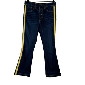 Veronica Beard Womens Carolyn 10" Baby Boot Cut Jeans Blue Yellow Dark Wash 27